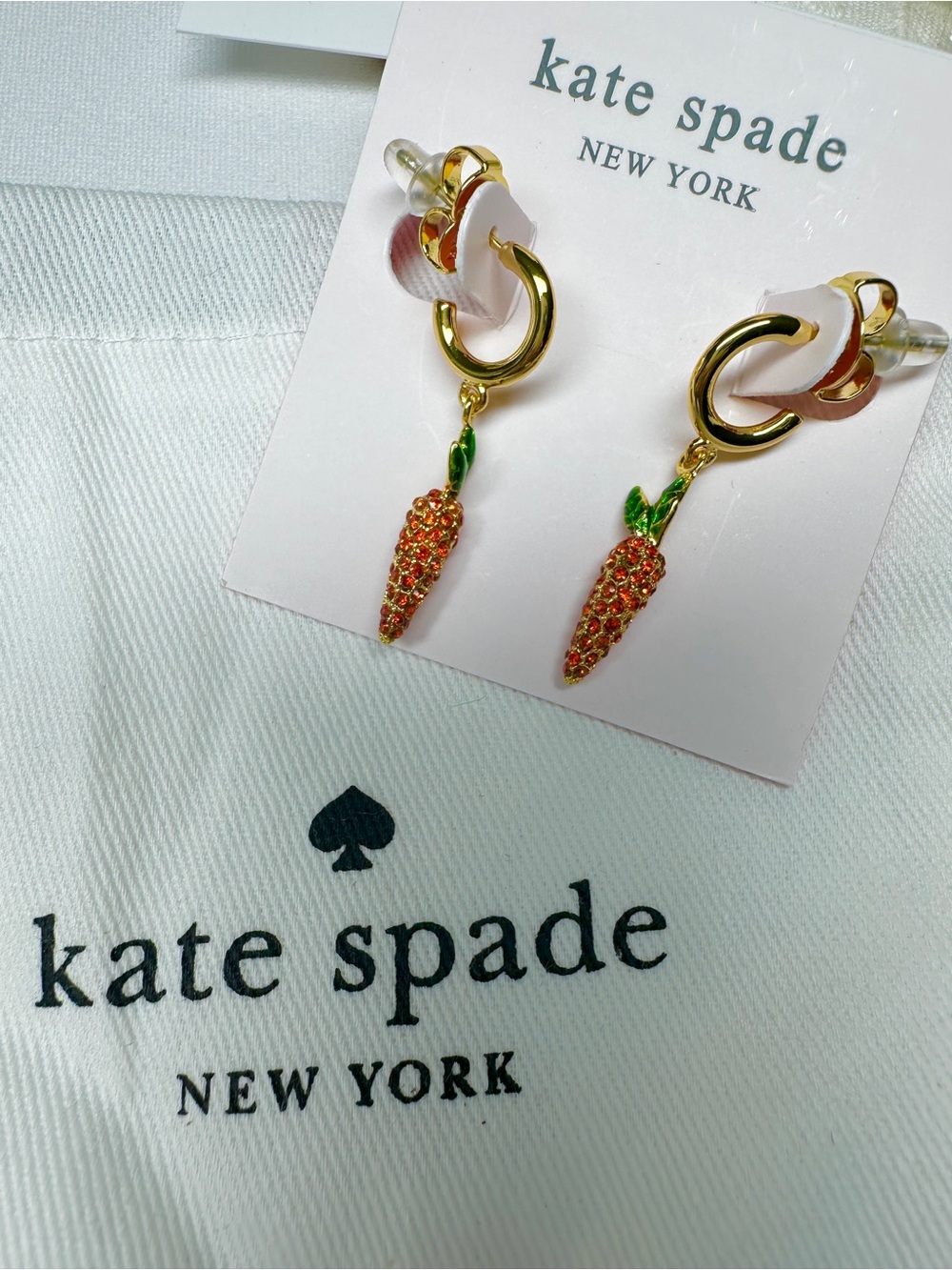 kate spade Gold Hoop Earrings with Orange Crystal Carrot Drops